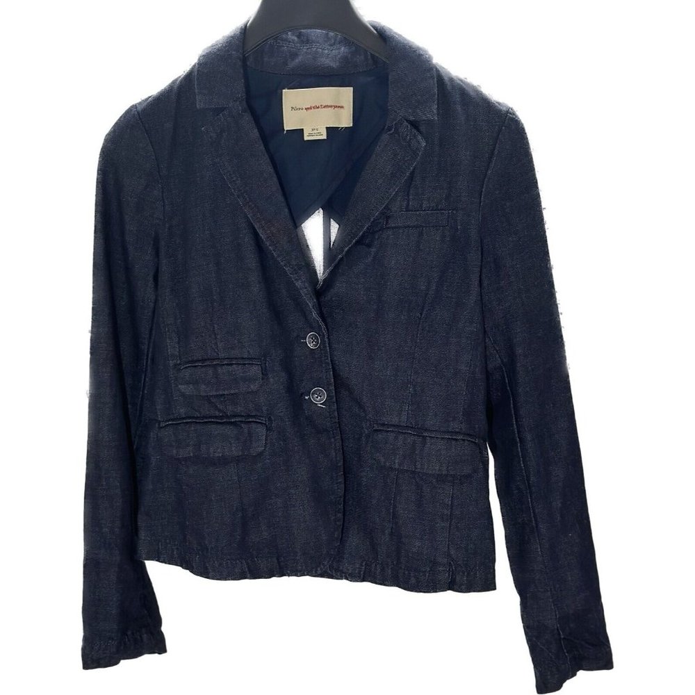 Anthropology Pilcro‎ Letterpress Denim Jacket Size Small Lightweight Long Sleeve